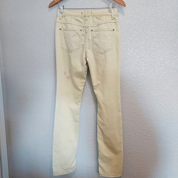 Free People Pale Yellow Denim Slim Straight Leg Jeans Size 27 - Picture 7 of 12